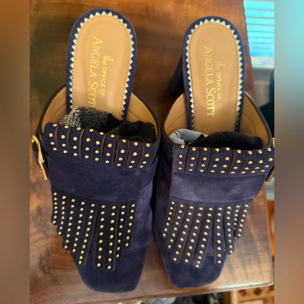 The Office of Angela Scott Navy Studded Heels